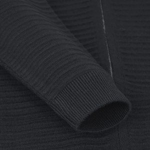 Cardigan en laine noire pour homme, col zippé, manches classiques, couleur unie, anti-boulochage, tricot épais, idéal pour l'hiver - Product Image 5
