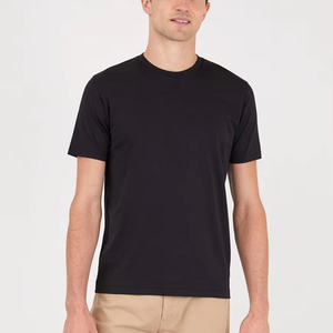 Nouveau T-shirt noir 100 % coton pour homme, coupe ample, manches courtes, col rond, en coton peigné, avec impression sérigraphiée - Product Image 3