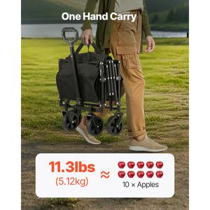 Carrello Pieghevole da Esterno 120L 225LBS con Ruote per Ogni Terreno, Carrello da Campeggio Regolabile e Resistente - Product Image 4