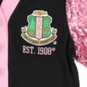 Cardigan Varsity Personnalisé Noir Rose Vert à Manches Longues avec Paillettes, Boutons sur le Devant, Col en V et Bordure Côtelée – Tenue de Groupe Tendance - Product Image 2