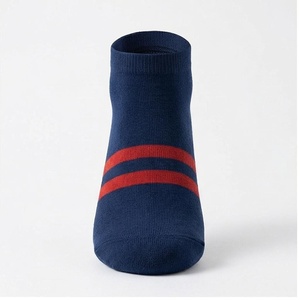 Chaussettes courtes rayées bleu marine et rouge, respirantes, tricotées pour adultes, usage quotidien décontracté - Product Image 1