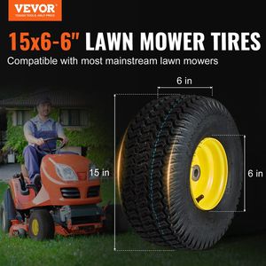 2-Pack S-Turf pneumatici per tosaerba 15x6 cerchioni Tubeless ruote trattore 3 \ "Offset mozzo 3/4 \" boccola 16 pz adattatori falciatrice - Product Image 2