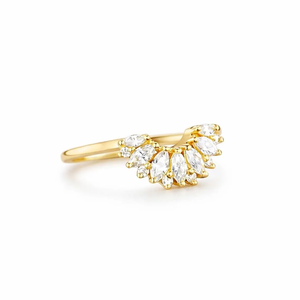 Anillo de Boda Curvo Antiguo con Diamantes Cultivados en Laboratorio, en Oro de 14K, con Corona Marquise, Anillo Apilable de Aniversario para Mujer - Product Image 3