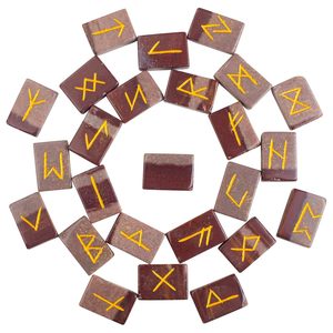 Ensemble de pierres runiques en pierre naturelle de Narmada, 25 pièces, pierres de rivière gravées pour la divination, collection, vente en gros - Product Image 1