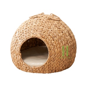 Lit naturel pour animaux de compagnie en jacinthe d'eau intérieure pour chat avec coussin doux fait à la main et OEM au Vietnam HNH Craft - Product Image 5