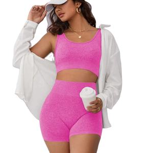 Short de course sans couture de haute qualité pour femmes ensemble de Yoga et tenues d'entraînement Scrunch bout à bout sport motif solide grande taille vêtements de Fitness - Product Image 2