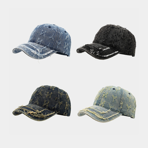 Distressed Baseball <b>Cap</b> Washed Faded <b>Vintage</b> Hat Adjustable Low Profile Wholesale Distressed Dad <b>Cap</b> - Product Image 2