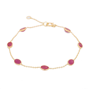 18K Yellow <b>Gold</b> Fine <b>Charm</b> <b>Bracelet</b> with Ruby Gemstone - Product Image 3