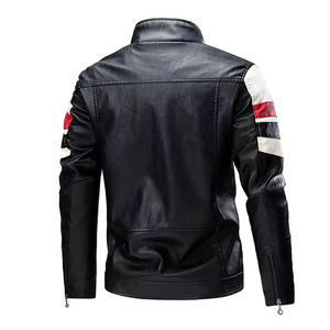 Veste en cuir noire pour homme, manches longues, coupe-vent, toutes saisons, style motard - Product Image 2