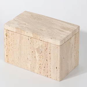 Rectangular Travertive <b>Box</b> with <b>Lid</b>, Desktop Bathroom Bedroom Organizer, Travertine Jewelry <b>Storage</b> <b>Box</b> - Product Image 2