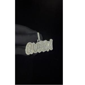 Wholesale Elegant Classy Look QUEEN 925 Sterling Silver Charm Moissanite Pendant Women Hip Hop Style Jewelry - Product Image 3