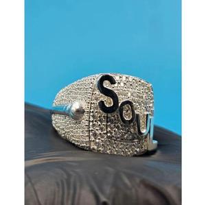 <b>Iced</b> Out Custom Letter <b>Ring</b> 925 Silver 14K White Gold Plated Moissanite Hip Hop Statement Jewelry for Men Women - Product Image 4