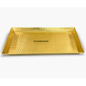 Plateau de service rond en marbre avec bordure plaquée or, design élégant, parfait pour les boissons, prix abordable, qualité exclusive. - Product Image 3