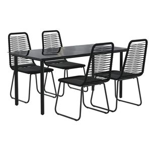 Ensemble de salle à manger de jardin en rotin noir 5 pièces, mobilier d'extérieur au design contemporain avec structure métallique pour usage extérieur - Product Image 3
