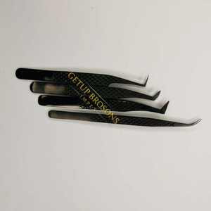 Ensemble de pinces à cils en acier inoxydable de précision pour extensions de cils au plasma noir, outil professionnel pour isolation de volume - Product Image 1