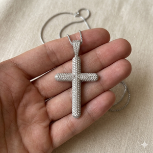 Collar con Colgantes de Cruz Minimalistas, Plata 925 con Baño de Rodio, Dijes de Jesús, Diamantes Cultivados en Laboratorio, para Fiestas Infantiles Cristianas - Product Image 3