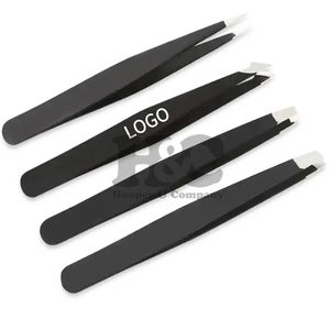 Pinzas de Cejas Inclinadas de Acero Inoxidable Profesional de Alta Calidad, Ecológicas, Duraderas, Totalmente Negras, Personalizadas para Maquillaje de Belleza - Product Image 6