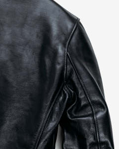 Chaqueta de Motociclista de Cuero Genuino Negro para Hombre, Cuello Camisero, Cierre de Cremallera, Corte Regular, Color Sólido, Estilo Otoñal - Product Image 4