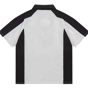 Polo de hombre con cremallera y bloques de color, mezcla de algodón, manga corta, estilo casual de verano, camiseta con estampado de letras estilo americano, ropa elegante OEM - Product Image 3