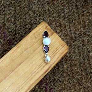 Collar con colgante de piedras preciosas de perlas granate para mujer de plata sólida 925 con ajuste de bisel regalo de cadena fina Bohemia - Product Image 3