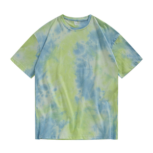 T-shirt en coton à manches courtes pour homme, col rond, style décontracté, coupe classique, motif tricoté, tie-dye - Product Image 2