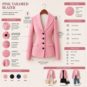 Blazer Rosa de Lana Mezclada para Mujer, Ropa Masónica Herencia, Abrigo de Manga Larga, Estilo Griego, para Hermandades, Fraternidades, Negocios, Abrigo Elegante - Product Image 5