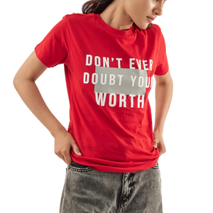 Plus Size <b>Tee</b> <b>Shirts</b> <b>For</b> <b>Lady</b> <b>Red</b> Color Cotton Polyester Made Quick Dry Breathable Casual Wear Summer T-<b>Shirts</b> - Product Image 5