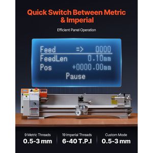 Tornio da banco di precisione 1250W brushless per metalli, 8.7 x 39 pollici, avanzamento automatico, 0-2500 RPM, per metallurgia - Product Image 2