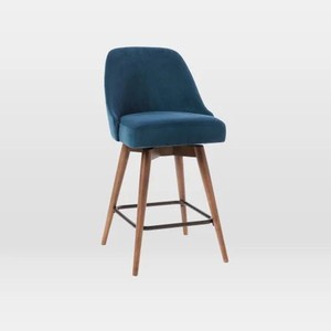 Walnut Jodhpur Wood Upholstered Bar Stool | Wholesale Modern <b>Dining</b> <b>Chair</b> - Product Image 1