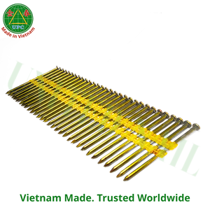 ตะปูเหล็กสำหรับงานโครงสร้าง 4000 ชิ้น ขนาด 3 นิ้ว x 0.131 นิ้ว  แบบก้านเรียบ ชุบสังกะสีเหลืองโครเมต สำหรับปืนยิงตะปู ผลิตในเวียดนาม  ลดราคาพิเศษ - Product Image 1