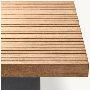 Mesa de comedor rectangular hecha de madera de teca resistente y duradera, adecuada para uso en interiores o exteriores. - Product Image 2