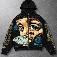 Sudaderas con Capucha Personalizadas de Invierno para Hombre, con Cuentas, Lavado Ácido, 100% Algodón, Forro Polar, Bordado, Estilo Urbano Desgastado