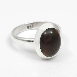 Real 925 Sterling Silver Retro Elegant <b>Rings</b> For <b>Men</b> & Women Natural Black Opal Gemstone Fine Jewelry Accessories In Boho Style - Product Image 2