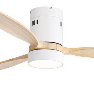 Ventilatore da soffitto a LED da 52 pollici a montaggio a incasso, con 3 pale in legno massello, motore silenzioso reversibile, telecomando, modello W882P244711 - Product Image 3