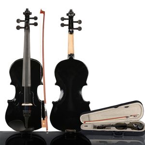 Nuovo custodia per violino acustico 3/4 con archetto e resina (nero) per studenti di musica elettrica, violini per principianti con archetto in legno di abete e tiglio - Product Image 1