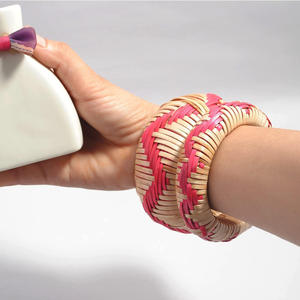 Pink rattan <b>bracelet</b> bangles stylish bangle <b>set</b> for sale weave <b>bracelets</b> lady hand wear essentials - Product Image 5