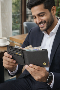 WRIZA Men's Trendy Formal Genuine Leather Durable <b>Wallet</b> with <b>RFID</b> Protection Large Capacity & Travel Friendly - Product Image 4