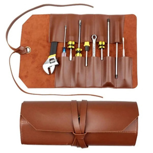 Luxury leather <b>tool</b> <b>roll</b> organizer bags bulk supplier OEM custom logo export quality portable high quality leather <b>tool</b> <b>roll</b> - Product Image 2