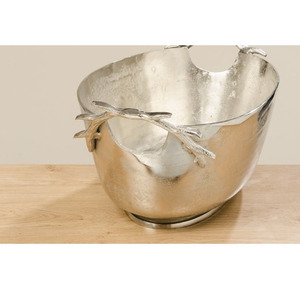 Antique <b>Champagne</b> Wine Cooler With Antler Handle Aluminum Distressed Silver Finish Luxury Party Beverage Tub For Wedding & Party - Product Image 5