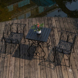 Heavy Duty Traditional Wrought Iron <b>2</b>-Seater Patio Dining Set Weather Resistant Outdoor <b>Garden</b> Furniture <b>Table</b> <b>and</b> <b>Chairs</b> - Product Image 2