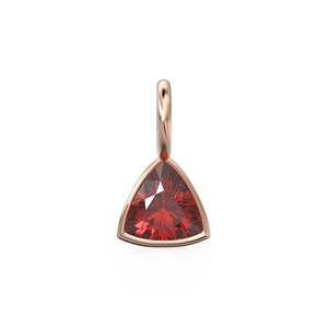 Colgante de Oro Sólido Amarillo de 14k con Diamante de Imitación de 5mm / Piedra de Nacimiento de Julio / Gema Roja con Corte Trillón - Product Image 6