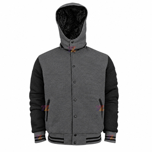 Blouson universitaire à capuche avec appliqué en chenille et tissu polaire en coton, personnalisation de marque, vente en gros, vêtements d'équipe, OEM pour acheteurs - Product Image 1