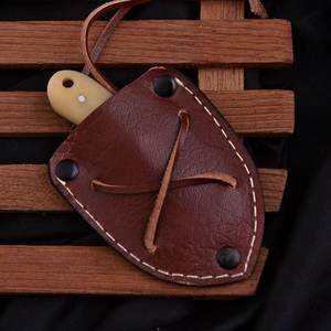 Cuchillo de Caza y Camping Mini de Acero de Damasco Hecho a Mano con Hoja Recta de Punta Caída y Mango de Hueso, Grado Industrial - Product Image 6
