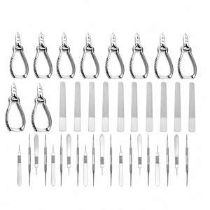 Kit d'instruments chirurgicaux manuels Akramed pour podologie, 40 pièces, avec ressorts cylindriques, certifié CE ISO13485, pour soins des pieds et des ongles - Product Image 1