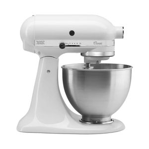 Batteur sur socle à tête inclinable Classic Series 4,5 litres K45SS, blanc, lames en acier inoxydable, bol amovible de 4 litres - Product Image 1
