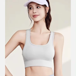 Soutien-gorge de sport pour femme, tendance, décontracté, à maintien élevé, séchage rapide, respirant, léger, avec logo frontal, en Spandex/Polyester - Product Image 1