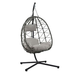 Indoor/Outdoor Swing Egg <b>Chair</b> with Stand Wicker Hanging <b>Basket</b> <b>Chair</b> for Patio Bedroom Living Room - Product Image 3