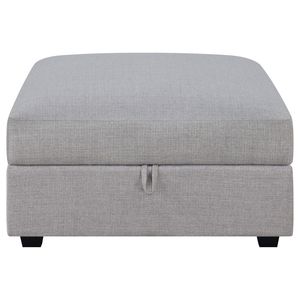 Austin Grey Square Upholstered <b>Stool</b> & <b>Ottoman</b> with Storage Features - Product Image 3