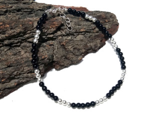 Black Onyx Bead Bracelet 925 Sterling <b>Silver</b> Bracelet Minimalist Gemstone Jewelry Natural Gemstone Bracelet Adjustable Jewelry - Product Image 3
