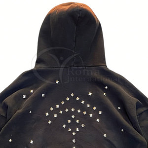 Sudadera con Capucha de Felpa para Hombre, Oversize, Estilo Urbano, con Pedrería y Lavado Ácido, de Lujo - Product Image 5